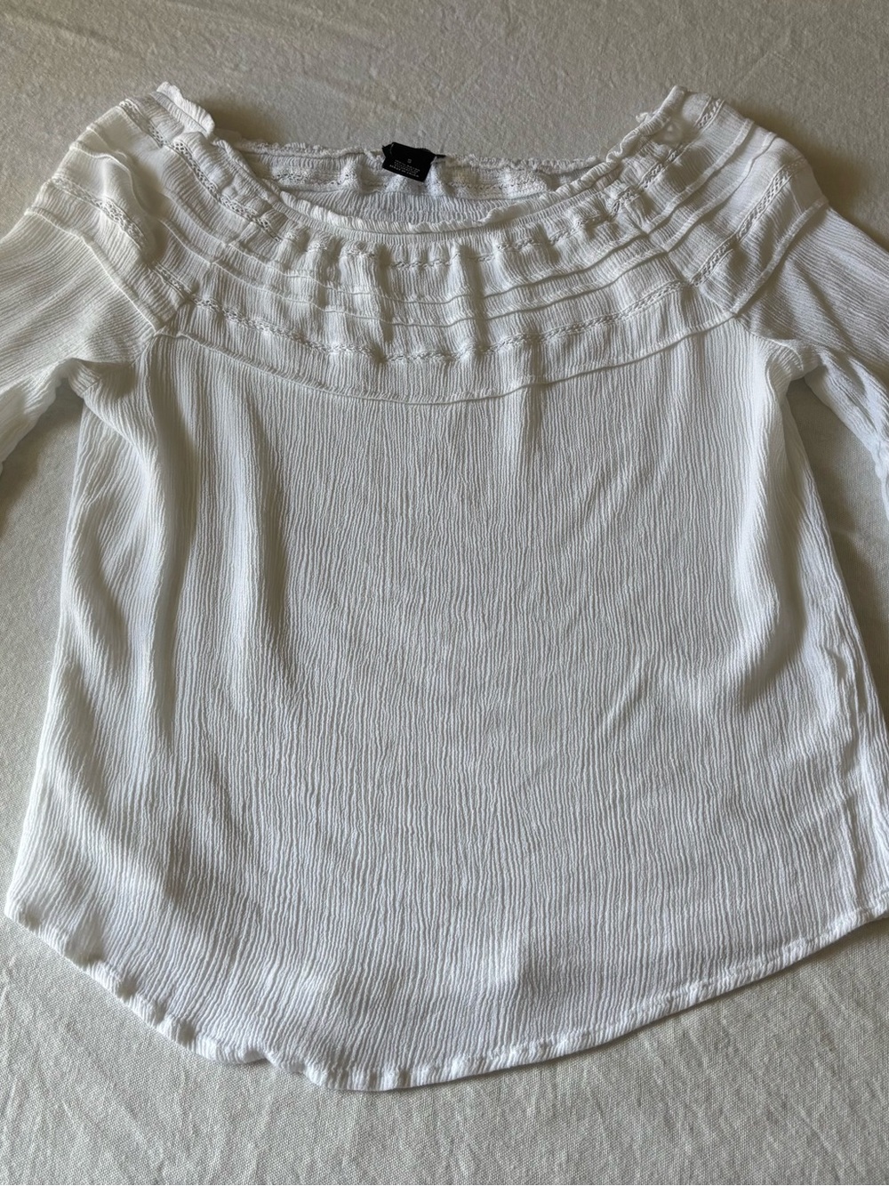 Women's White Off-Shoulder Textured Blouse